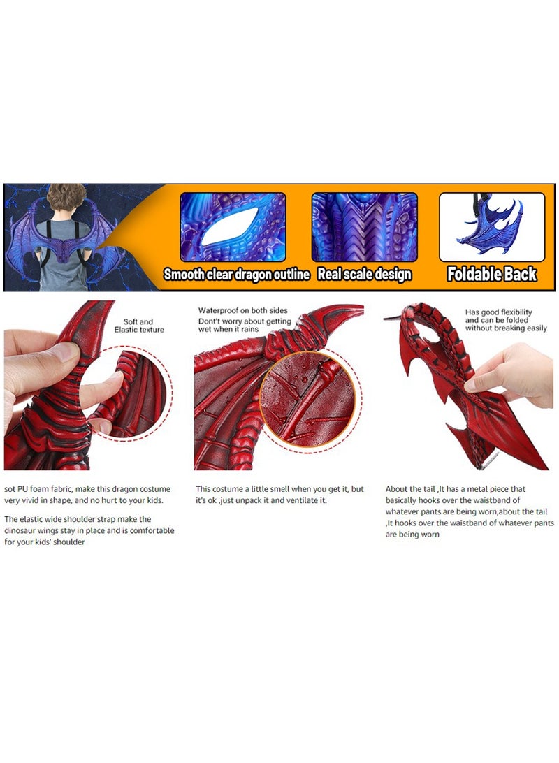 VUCATIN Dragon Costume Cosplay Costume for Kids Dinosaur Wings Tail Mask Set Boys Girls Children Dress Up Props for Festival Cosplay Party Dress Halloween - Image 5