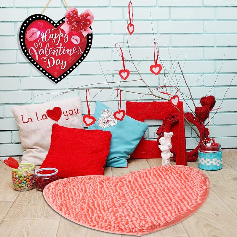 AWIZOM 2 Pack Valentines Day Heart Rug Valentine Heart Shaped Door Mat Pink Bathroom Heart Mat Soft Fluffy Heart Area Rug for Home Living Room Bedroom Kitchen Decor20 x 24 Inches Pink - Image 5