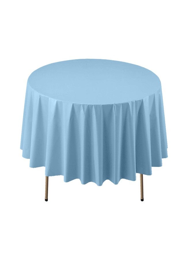 Party Essentials Heavy Duty 84" Round Plastic Table Cover Available in 22 Colors, Light Blue - Image 1