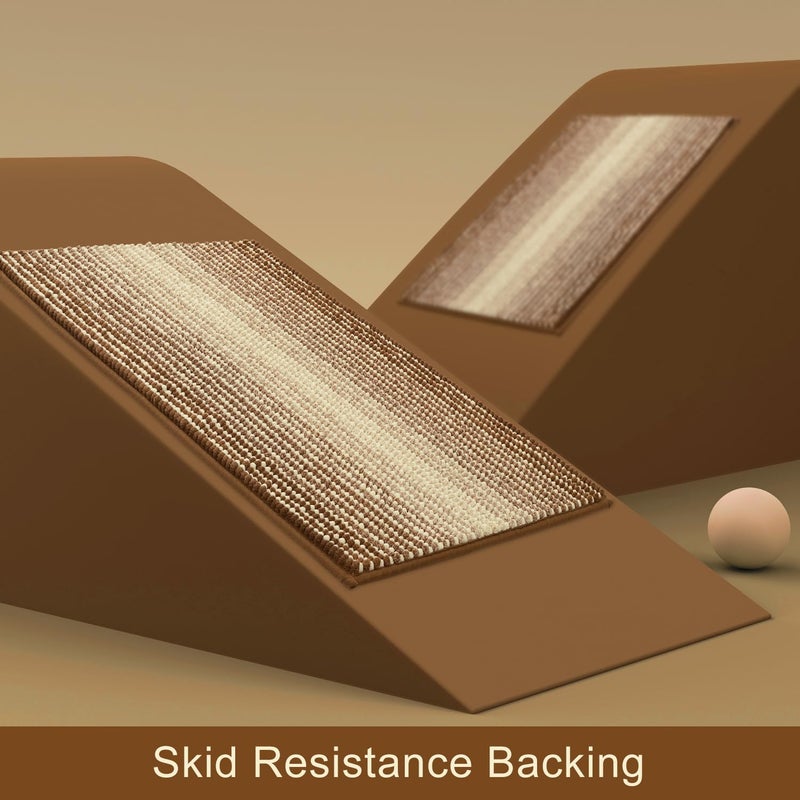 BSICPRO Large Bathroom Rugs  Bath Mat Rug for Bathroom Non Slip 20 x 47 Inches Water Absorbent Chenille Bathroom Floor Mats Machine Washable (Coconut Brown and Cream) - Image 3