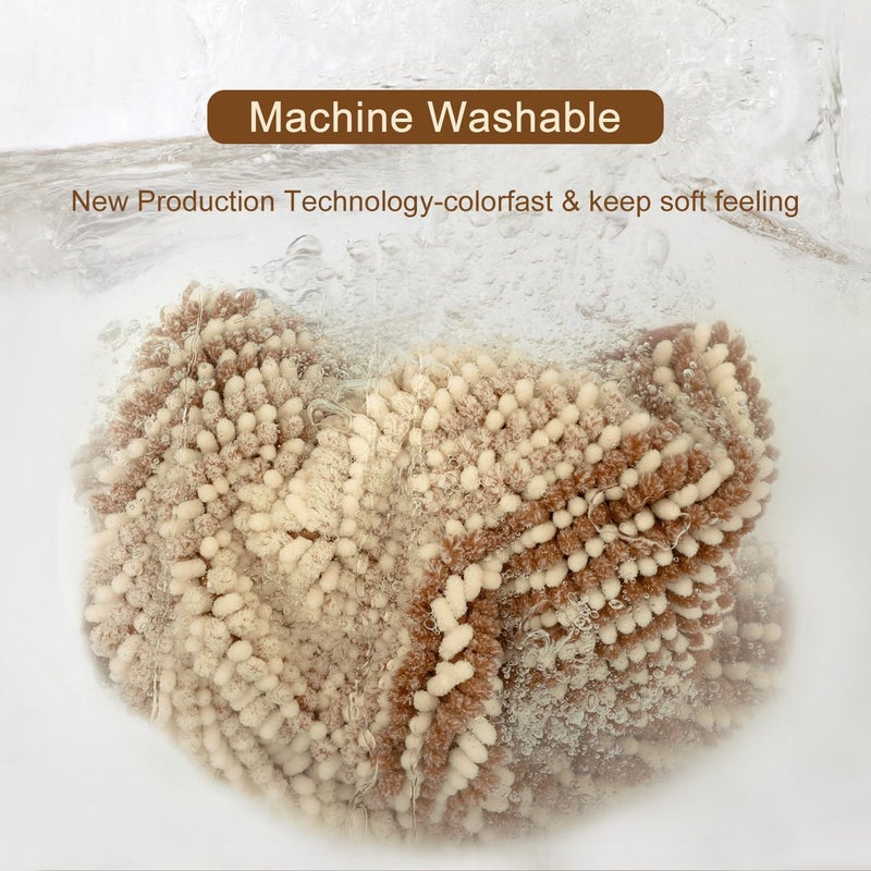 BSICPRO Large Bathroom Rugs  Bath Mat Rug for Bathroom Non Slip 20 x 47 Inches Water Absorbent Chenille Bathroom Floor Mats Machine Washable (Coconut Brown and Cream) - Image 2