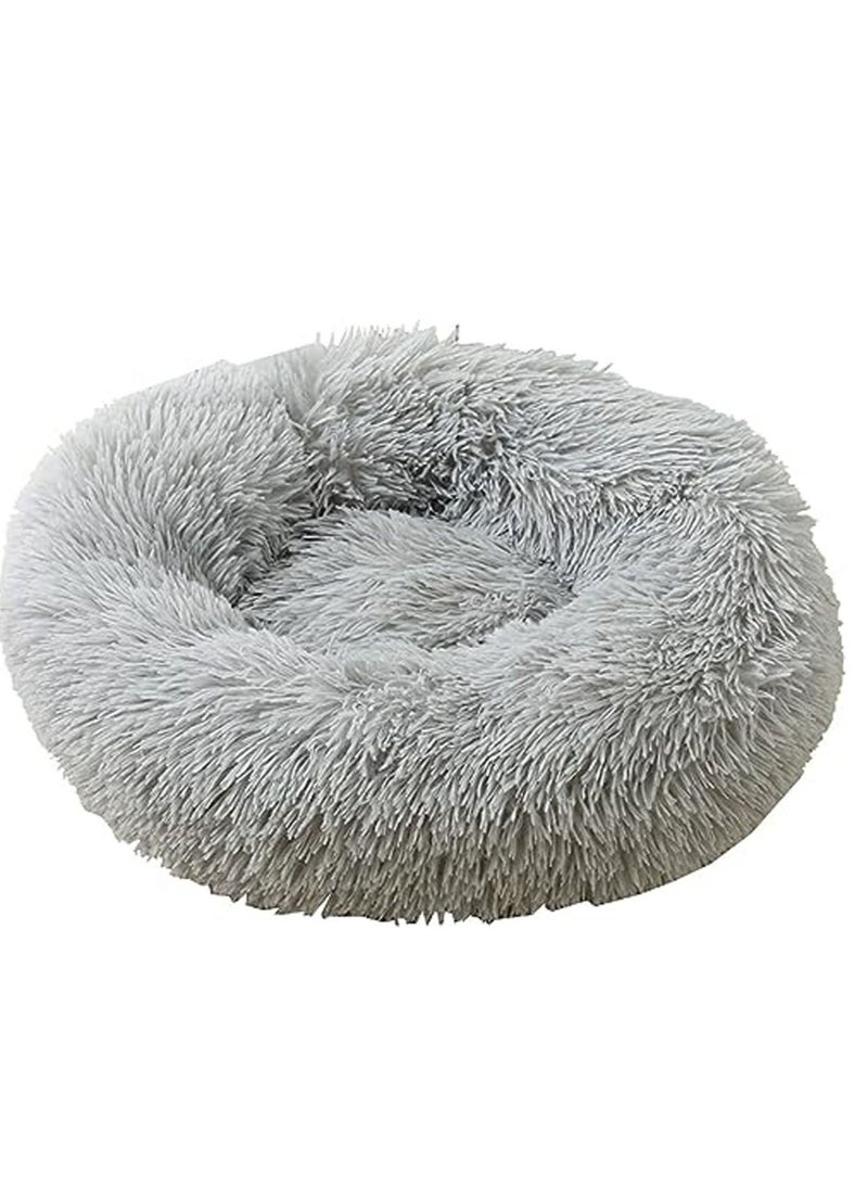 سرير دونات للحيوانات الأليفة ، وسادة دافئة ومريحة ، وسادة مستديرة مهدئة ، أفخم 4 سم ، قطر 50 سم - Image 1