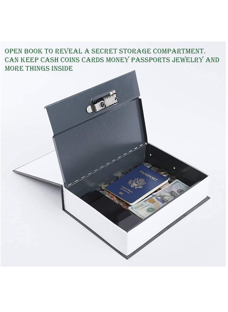 Rubik - Book Safe with Combination Lock, Home Dictionary Diversion Hidden Secret Metal Safe Box for Money Jewelry Passport (26.5 x 20 x 6.5cm) Navy Blue Large - Image 1