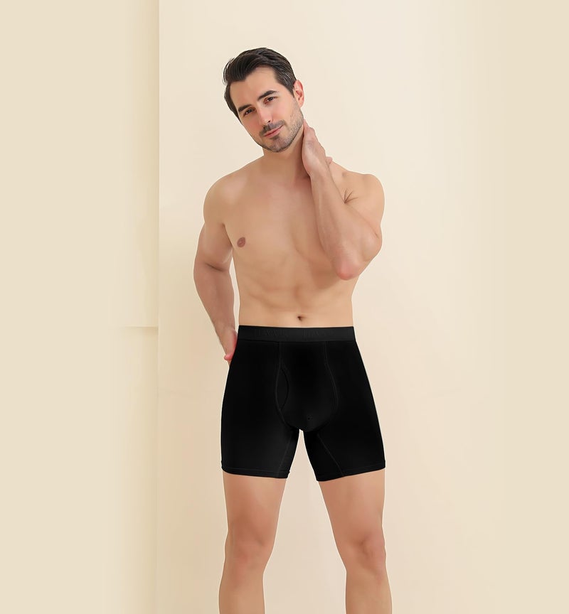 HAVVIS Men's Performance Underwear Boxer Briefs Soft Comfortable Bamboo Viscose Underwear for Men Multipack (L, Boxer Briefs : C05-6 Pack - Black) - Image 2