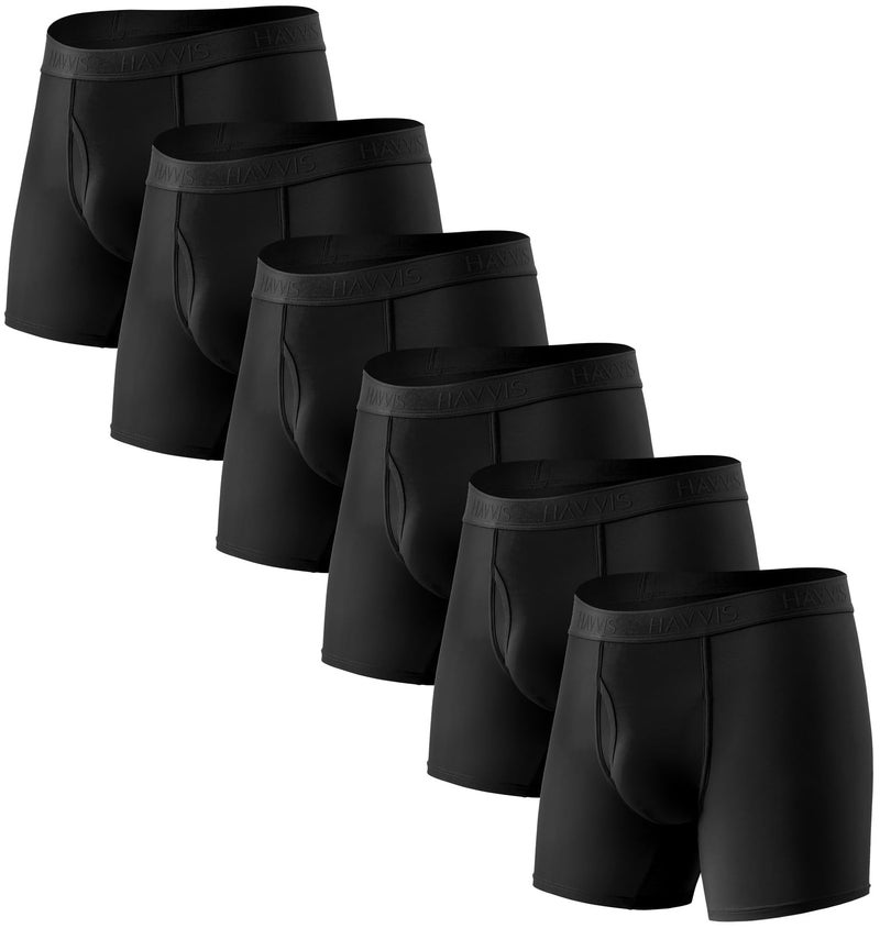 HAVVIS Men's Performance Underwear Boxer Briefs Soft Comfortable Bamboo Viscose Underwear for Men Multipack (L, Boxer Briefs : C05-6 Pack - Black) - Image 1