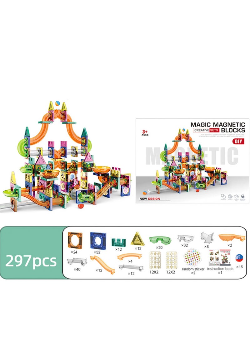 Building Blocks Toy Set - Sliding Ball Magnetic Building Blocks 3D Building Blocks for Children Aged 3-8, Educational Building Blocks for Creative Stacking and Learning, Hands-On Play Educational Children's Birthday Gift (Approx. 297 Pieces)  - Image 2