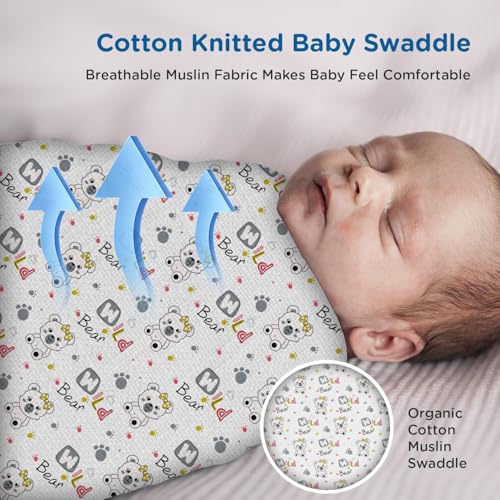 Mee Mee 100% Muslin Cotton Baby Swaddle Wrappers Set (PK-3)| Baby Towel| Soft, Quick-Drying & Highly Absorbent Blanket | Printed Mulmul Swaddle Cloth,Newborn Essentials (Multicolour, 120x100 cm) - Image 5