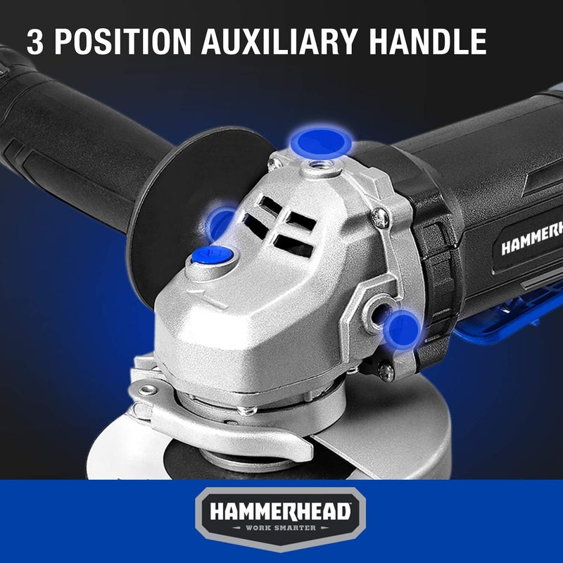 HAMMERHEAD 6-Amp 4-1/2 Inch Angle Grinder with 3 pcs Grinding Wheel – HAAG060 - Image 4
