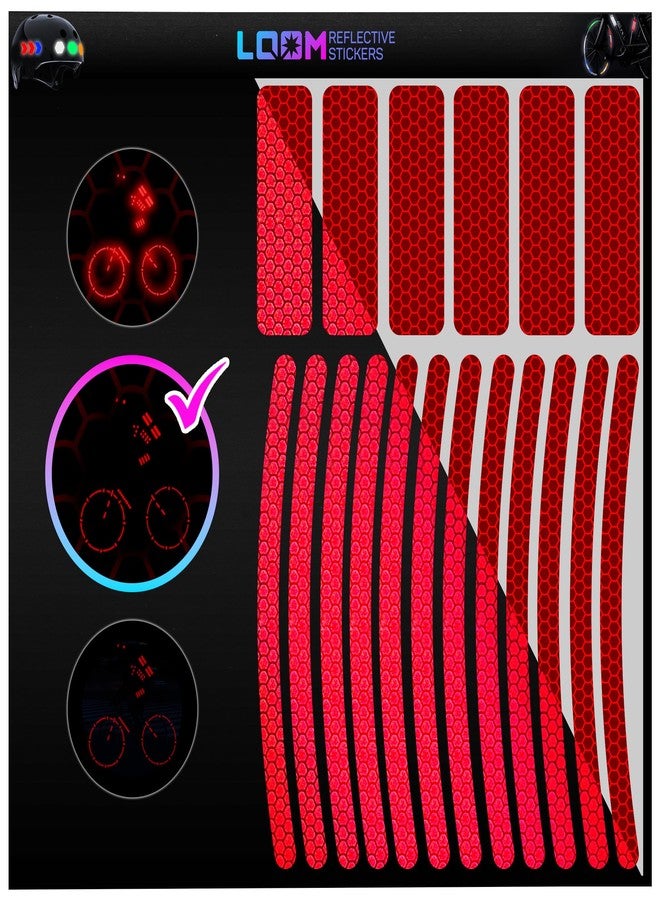 LOOM Reflective Stickers for Bikes Rims | 18pc Red | Reflective Tape for Motorcycle Helmet Decals and Bike Reflectors | Hi Vis Bicycle reflectors, Mailbox Stickers - Image 1