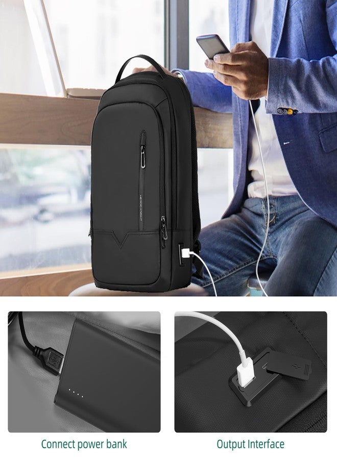 hk Laptop Backpack for Men Expandable Smart Business Backpack with USB Charging Port Water Resistant Anti-theft Lightweight 15.6 Inch Computer Laptop Bag for Office College Commute Travel Work-Black - Image 4