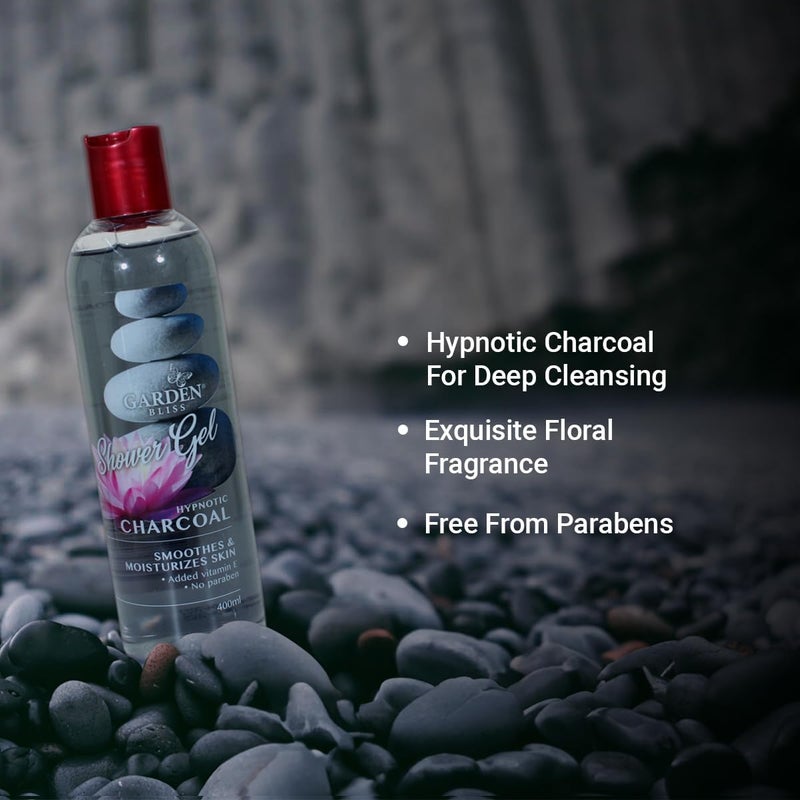 Garden Bliss Bath Shower Gel Vitamin E Infused Body Exfoliator Deep Cleansing Hydrating Formula for Smooth Glowing Skin 400 ML Charcoal - Image 2