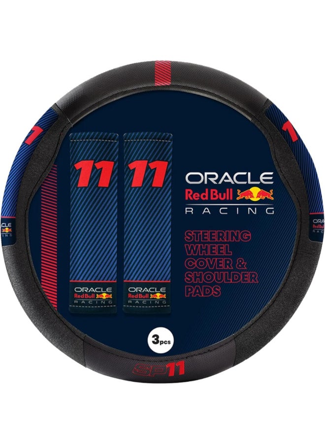Red Bull Oracle Racing Steering Wheel Cover and Shoulder Pad Set Blue and Black 38 x 5 x 38 cm RBSWCK002SPBR  - Image 2