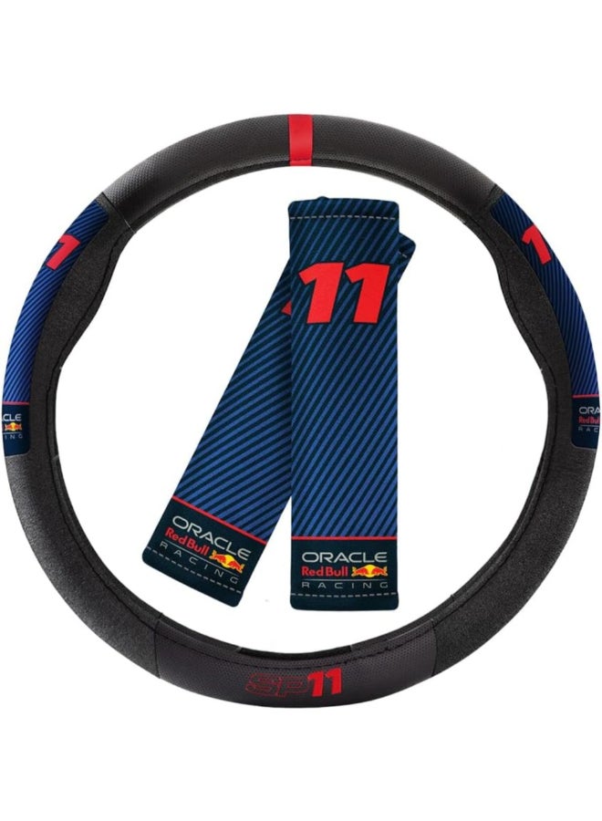 Red Bull Oracle Racing Steering Wheel Cover and Shoulder Pad Set Blue and Black 38 x 5 x 38 cm RBSWCK002SPBR  - Image 1