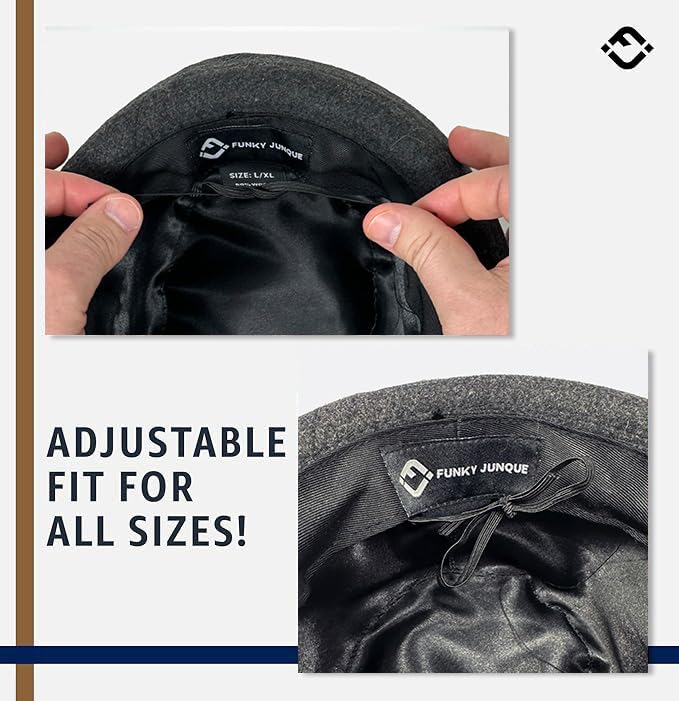 Funky Junque Porkpie Fedora Hats for Men â€“ Classic Wool Blend Trilby Dress Hat, Short Brim Fedoras for Formal & Casual Wear - Charcoal - Large/X-Large - Image 4