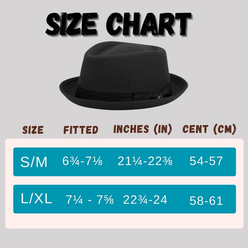 Funky Junque Porkpie Fedora Hats for Men â€“ Classic Wool Blend Trilby Dress Hat, Short Brim Fedoras for Formal & Casual Wear - Charcoal - Large/X-Large - Image 5