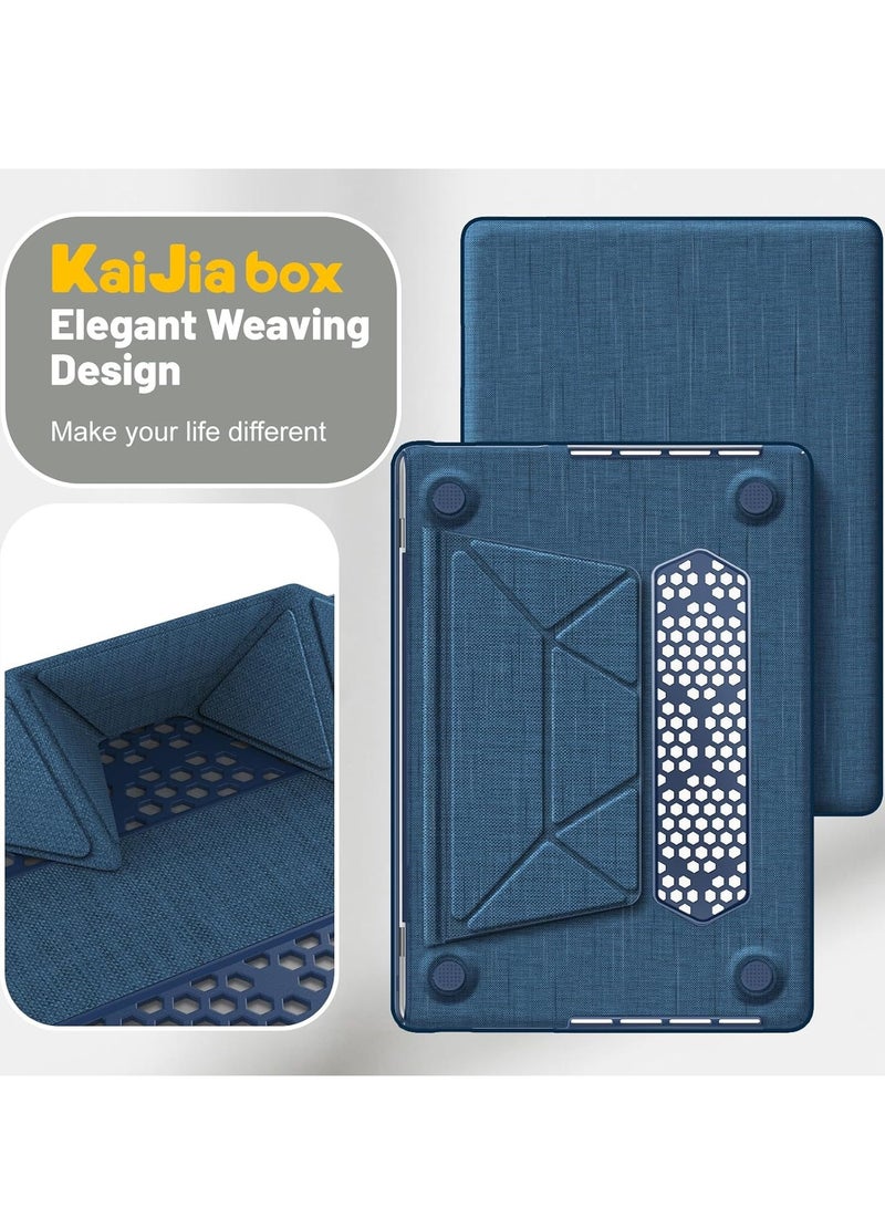 حافظة لجهاز MacBook Pro مقاس 16 بوصة M4، حافظة M4، حامل قابل للطي ووسادة/حقيبة ماوس، غلاف بلاستيكي صلب، غطاء حماية من القماش المنسوج لجهاز MacBook Pro مقاس 16 بوصة (2021-2024) [M1 A2485/M2 A2780/M3 A2991] (كحلي) - Image 2