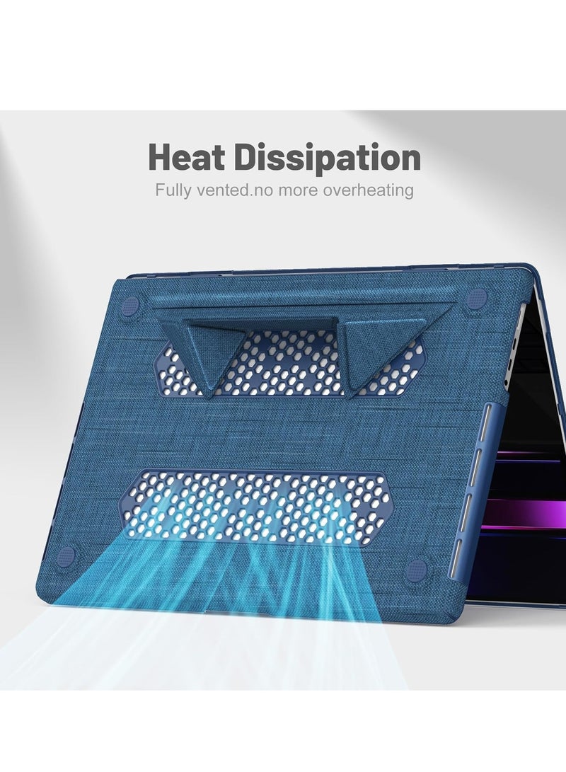 حافظة لجهاز MacBook Pro مقاس 16 بوصة M4، حافظة M4، حامل قابل للطي ووسادة/حقيبة ماوس، غلاف بلاستيكي صلب، غطاء حماية من القماش المنسوج لجهاز MacBook Pro مقاس 16 بوصة (2021-2024) [M1 A2485/M2 A2780/M3 A2991] (كحلي) - Image 5