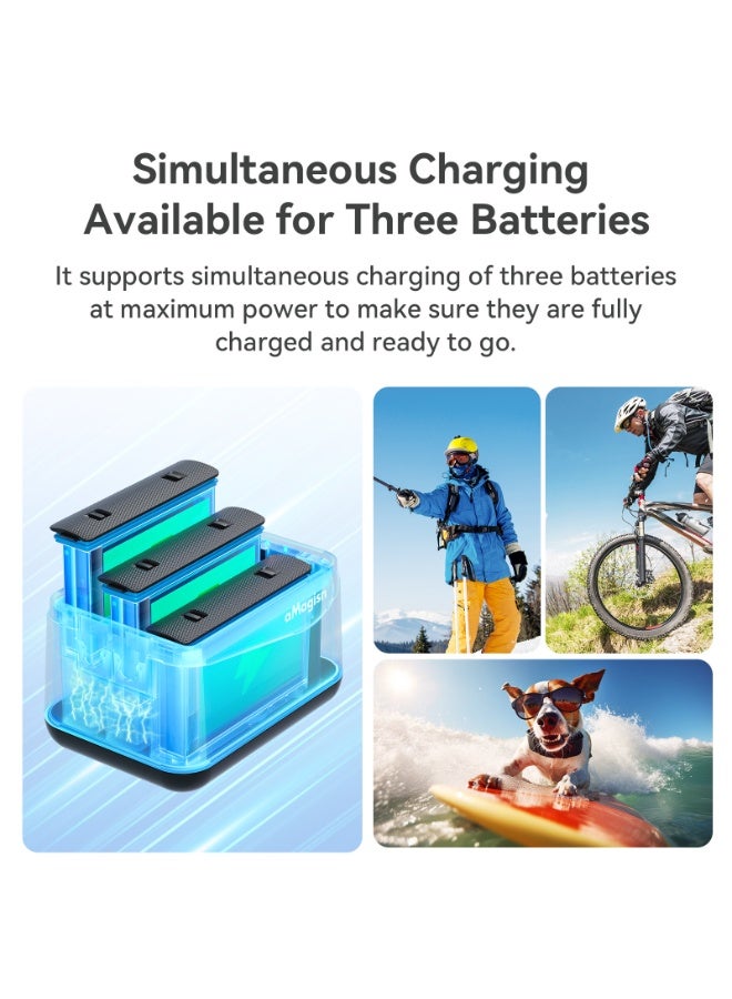 aMagisn Battery Charger Case for Insta360 X5 – 3-Slot Fast Charging, SD Card Storage, Smart Power Control, Travel-Ready, Safety Protected (Charger Only, No Battery or Camera) - Image 3