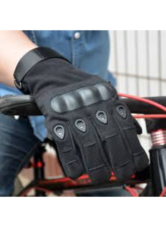 Tactical Combat Gloves with Hard Knuckle Protection, Touch Screen Compatible, Black Rubber Construction, Universal Size for Outdoor Activities and Motorcycle Riding - Image 3