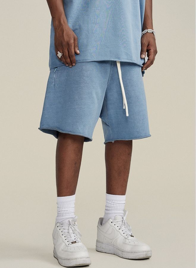 Mei Stylish Men's Casual Relaxed Fit Drawstring Pure Cotton Short - Image 1