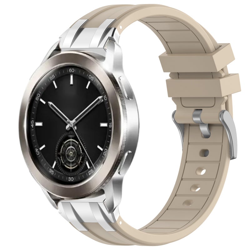 إيروريكس لساعة شاومي S3 مقاس 22 مم، سوار ساعة من السيليكون الملكي سريع الفك ومشبك فضي (ستارلايت) - Image 1