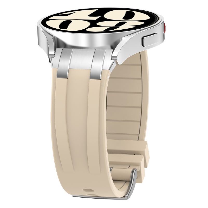 إيروريكس لساعة شاومي S3 مقاس 22 مم، سوار ساعة من السيليكون الملكي سريع الفك ومشبك فضي (ستارلايت) - Image 3