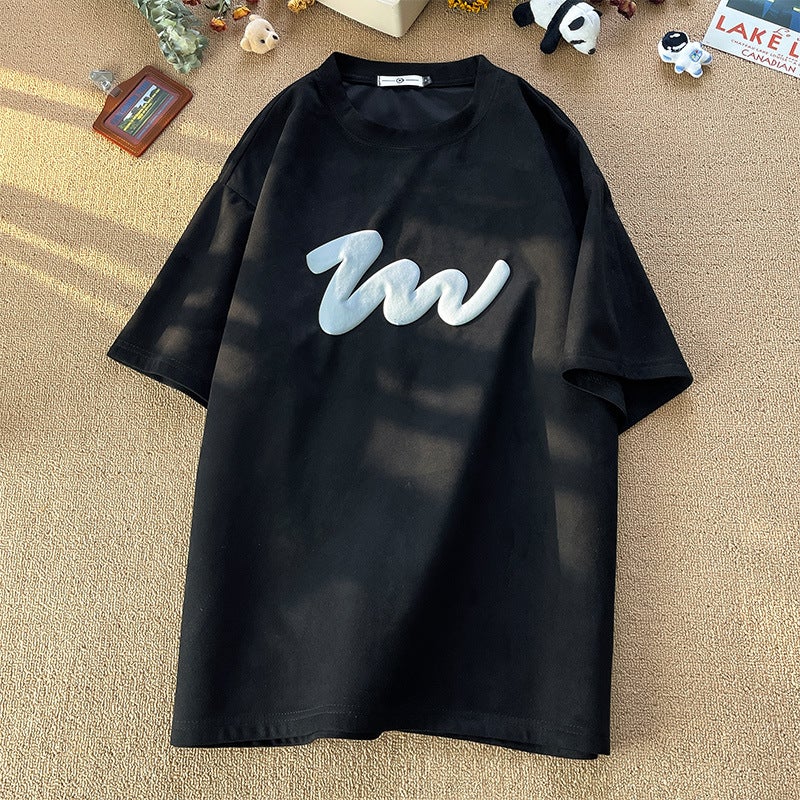 Short-Sleeved T-Shirt Men'S Summer Teenager Fashion Brand Suede T-Shirt American Casual Round Neck Half-Sleeved T-Shirt - Image 3