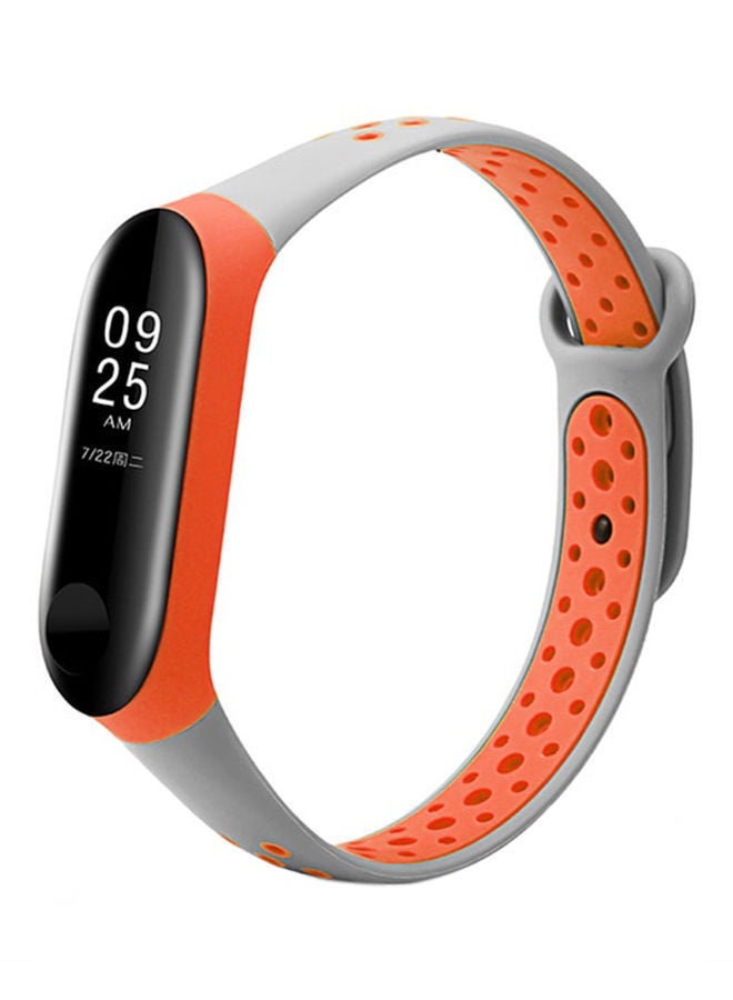 NIBEMINENT Replacement Sport Strap For Xiaomi Mi Band 3 Grey/Orange - Image 1
