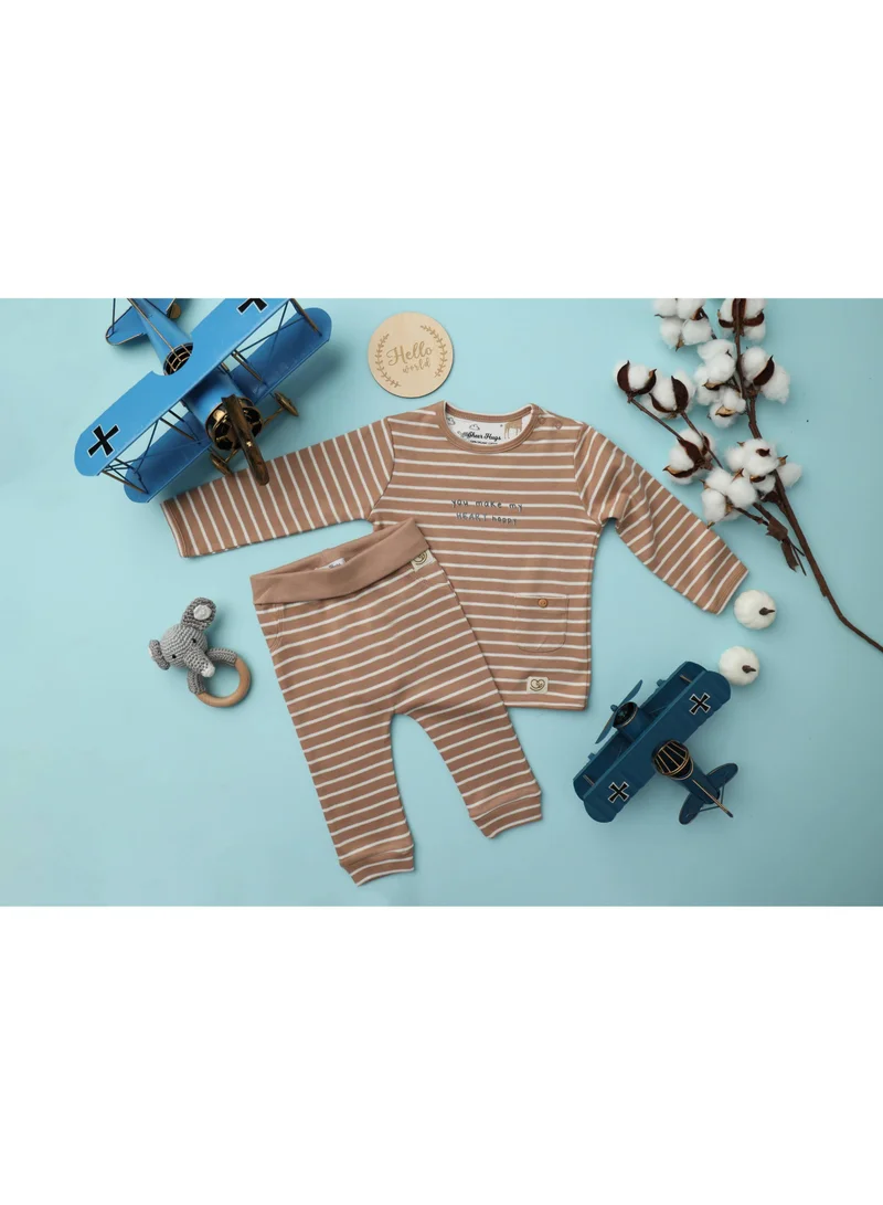 Sheer Hugs Sheer Hugs Casual Stripe Full Sleeve T-Shirts for Boys, Nude