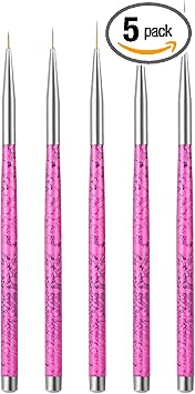 Sibba 5 Pieces Eyeliner Brush Line Thin Fine Pointed Micro Brushes Makeup Applicator Eye Shadow Tool Plastic Wands Nail Art Painting Pen Easter Party Cosmetic - Image 1