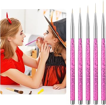 Sibba 5 Pieces Eyeliner Brush Line Thin Fine Pointed Micro Brushes Makeup Applicator Eye Shadow Tool Plastic Wands Nail Art Painting Pen Easter Party Cosmetic - Image 2