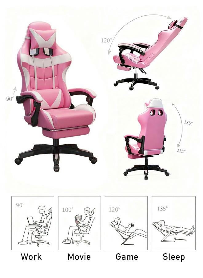 rayze Ergonomic gaming/computer chair, height adjustable, PU leather, high backrest, lumbar support, comfortable armrests, 360° swivel, suitable for office or gaming (pink). - Image 2
