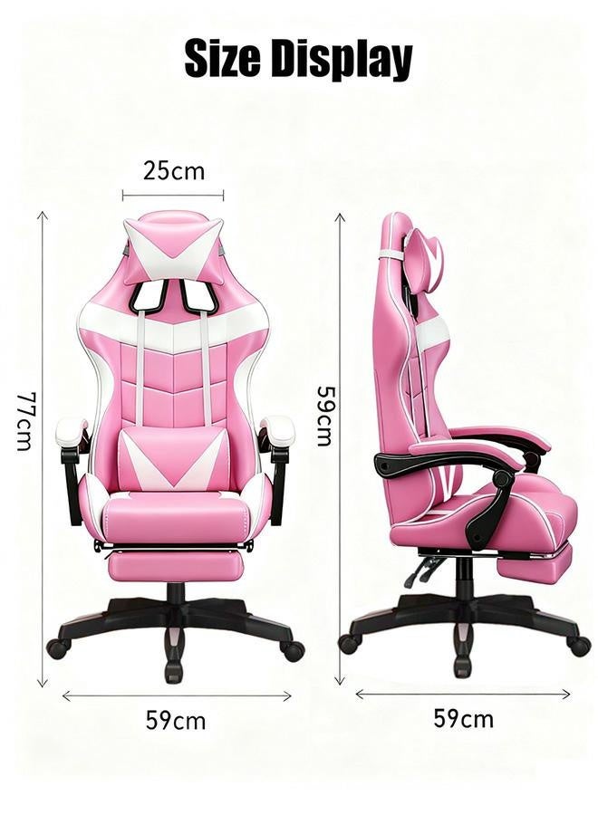 rayze Ergonomic gaming/computer chair, height adjustable, PU leather, high backrest, lumbar support, comfortable armrests, 360° swivel, suitable for office or gaming (pink). - Image 3