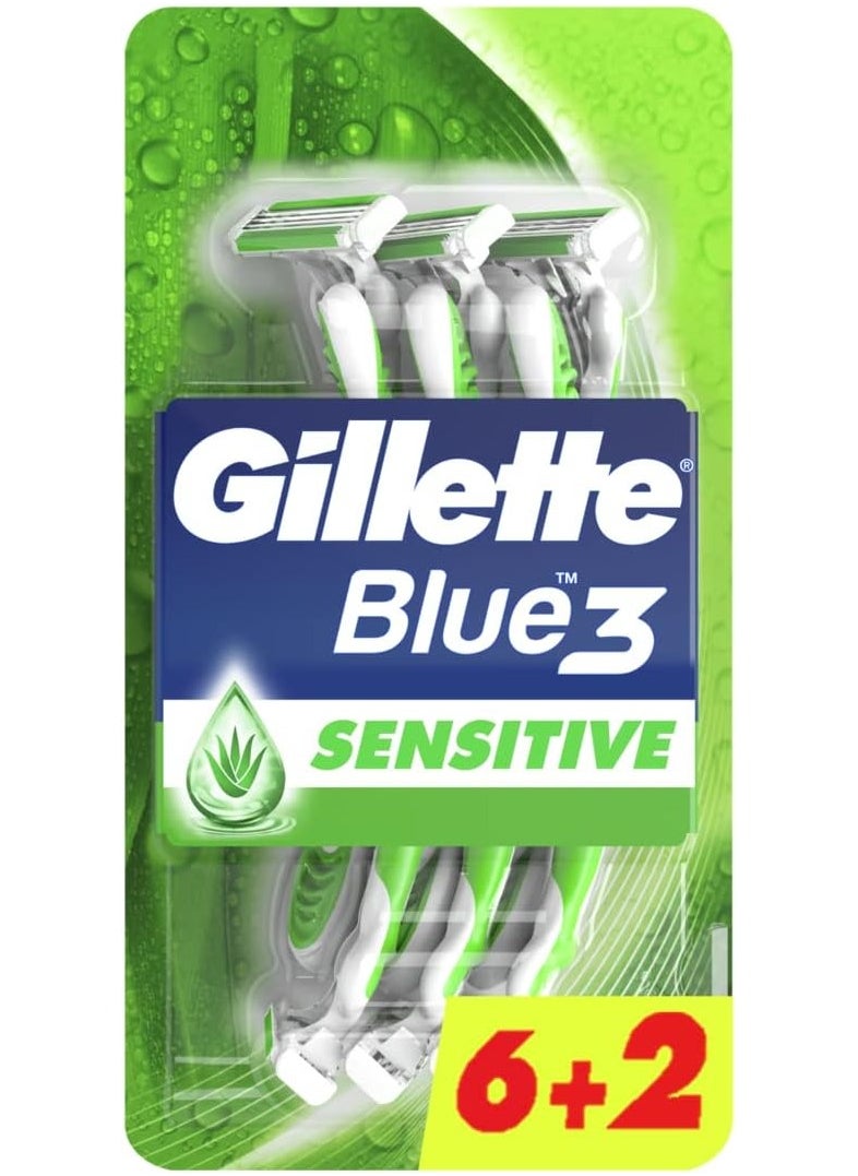Gillette Gillette Blue 3 Sensitive Men's Disposable Razors : 6 + 2  - Image 2
