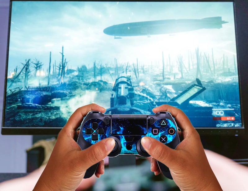 Oiokew Decal Skin for Ps4, Whole Body Vinyl Sticker Cover for PlayStation 4 Console and Controller (Include 4pcs Light Bar Stickers) (PS4, Dense Fog fire) - Image 2