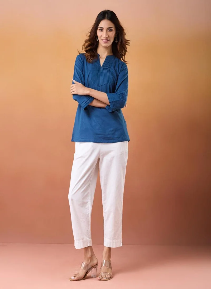 فاب انديا Indigo Cotton Slim Fit Short Kurta