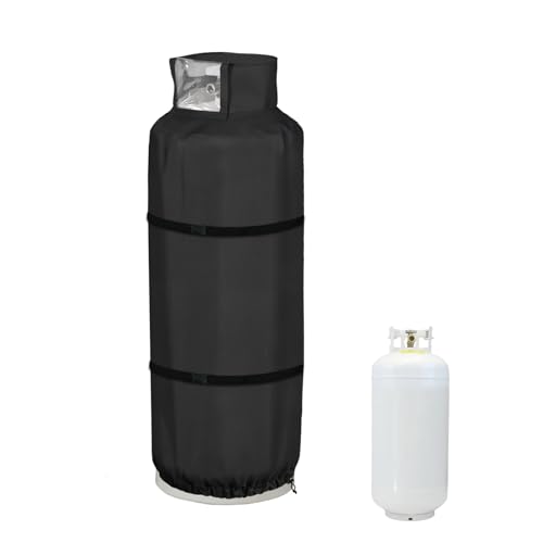 Krismile 40 lb Propane Tank Cover with Plush Lining Heavy Duty Waterproof AntiUV Propane Tank Winter Cover with PVC Top Opening and Adjustable Fixed Buckle Straps for Easy to Use Black - Image 1