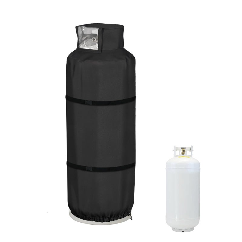 Krismile 40 lb Propane Tank Cover with Plush Lining Heavy Duty Waterproof AntiUV Propane Tank Winter Cover with PVC Top Opening and Adjustable Fixed Buckle Straps for Easy to Use Black - Image 2