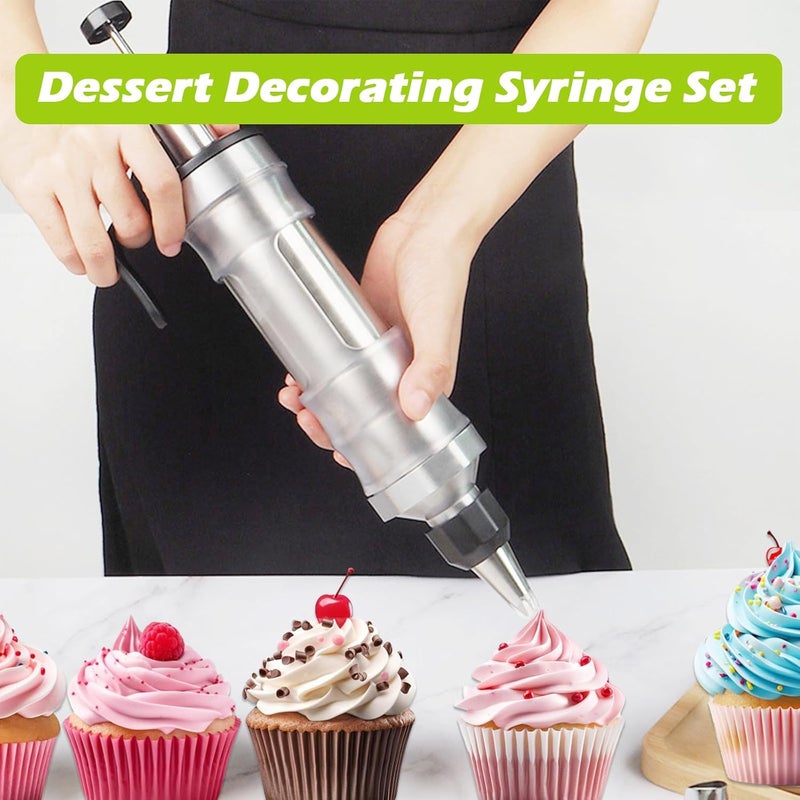 Suuker Dessert Decorating Syringe Set, Frosting Piping Kit Stainless Steels Cake Decorating Tools with 6 Icing Tips Cupcake Decorating Kit - Image 2