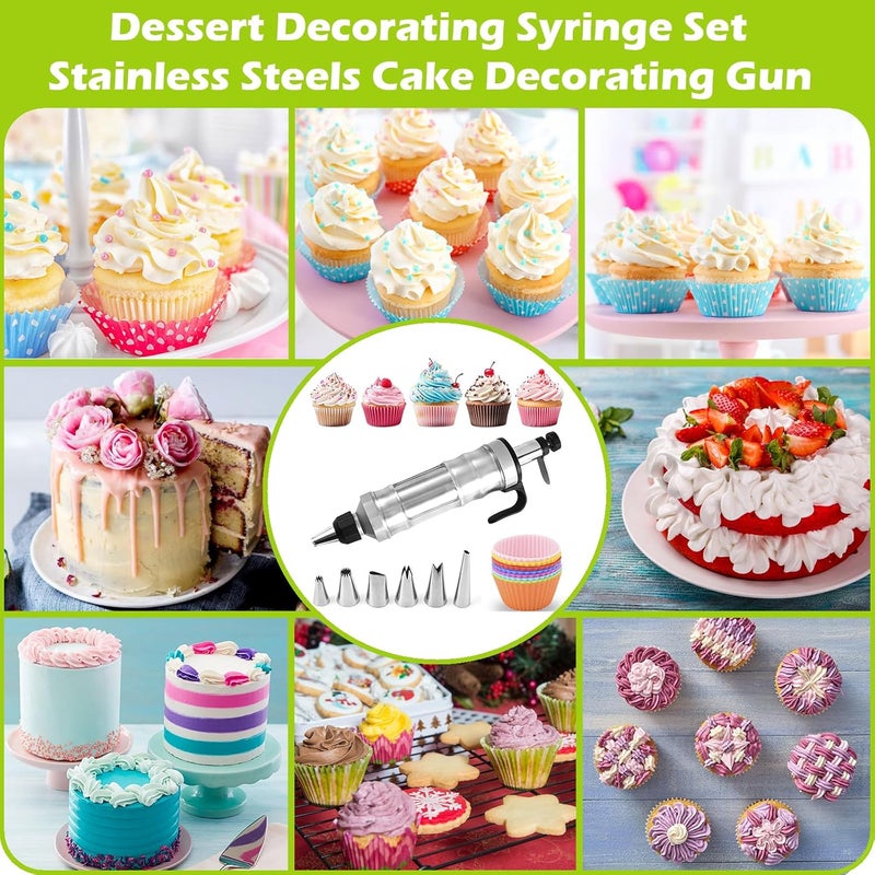 Suuker Dessert Decorating Syringe Set, Frosting Piping Kit Stainless Steels Cake Decorating Tools with 6 Icing Tips Cupcake Decorating Kit - Image 4