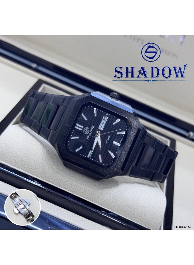 شادو ساعة شادو رجالية أنيقة - تصميم مربع مثمن - وظيفة اليوم والتاريخ - Image 2