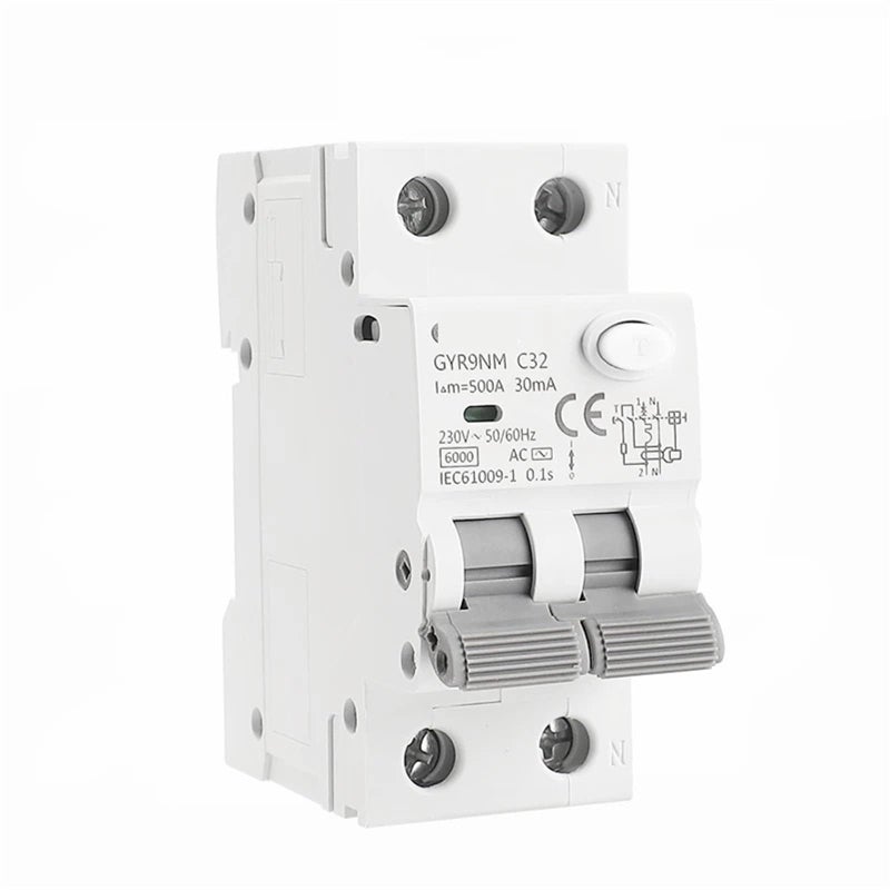 2P 32A 100mA AC Type Magnetic Circuit Breaker with Over Current and Leakage Protection Din Rail Mount - Image 2