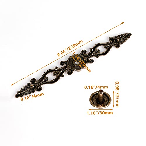BQLZR 2PCS Antique Cabinet Pulls Wardrobe Pull,Vintage Cabinet Hardware European Style Door Handle Drawer pulls, Zinc Alloy Furniture Knobs Pull 8.66inch with 4 Screws - Image 4