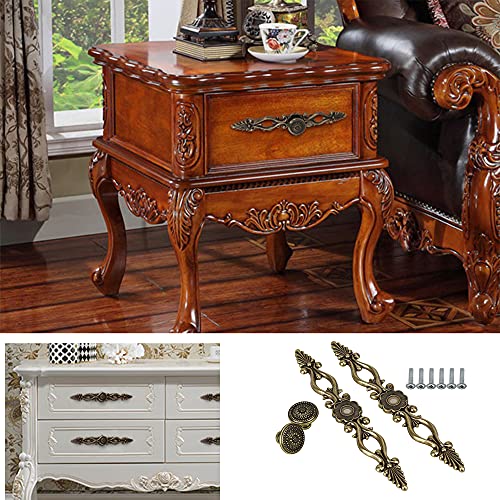 BQLZR 2PCS Antique Cabinet Pulls Wardrobe Pull,Vintage Cabinet Hardware European Style Door Handle Drawer pulls, Zinc Alloy Furniture Knobs Pull 8.66inch with 4 Screws - Image 3