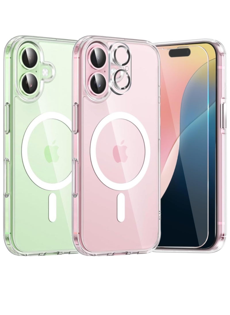 iPhone 16 Case - Clear Magnetic Slim Case Compatible with MagSafe, Includes Screen Protector & Camera Protection, Shockproof Cover - Image 1