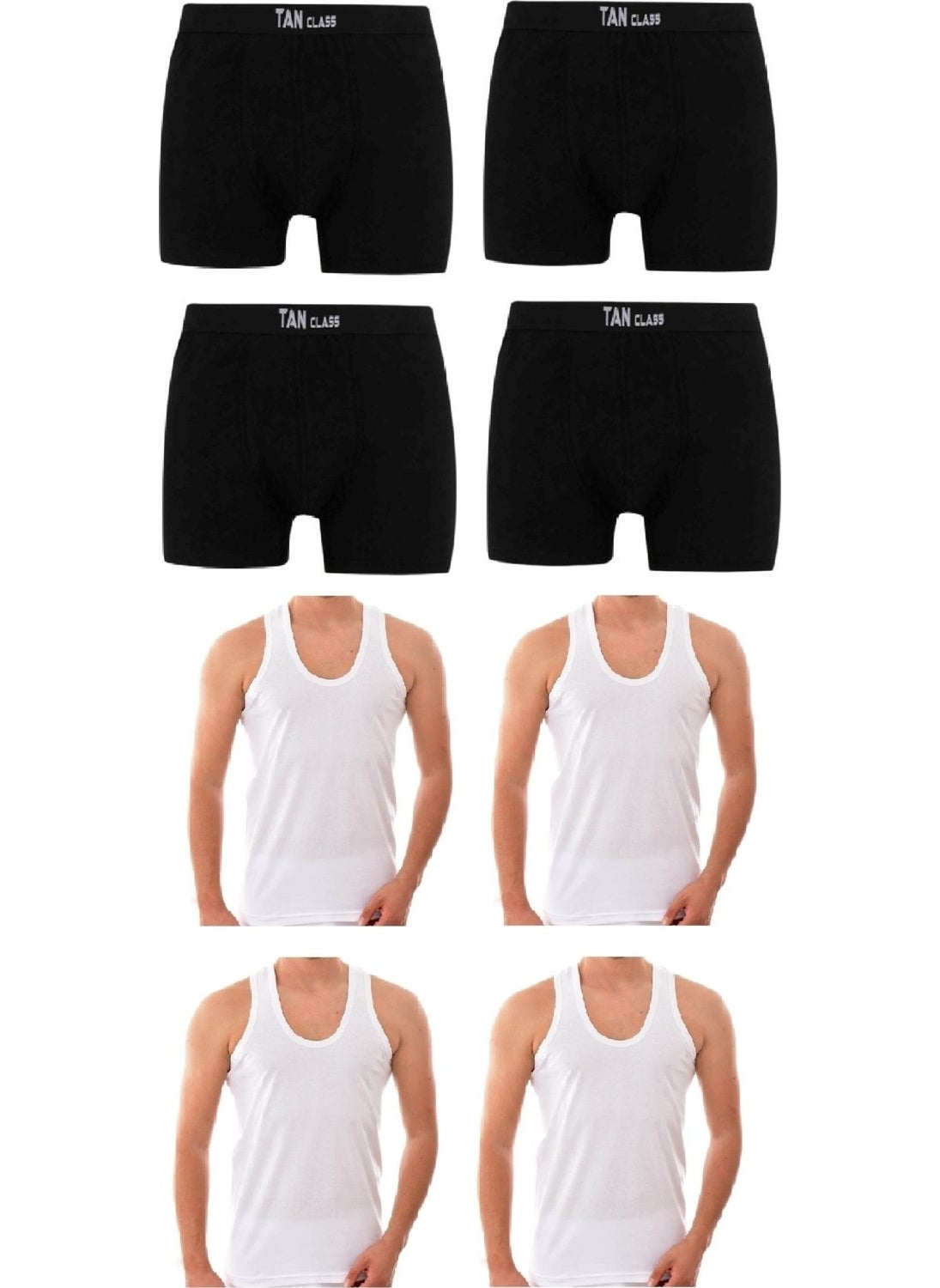 Economic Package 4 Pieces Black Lycra Boxers, 4 Pieces Classic White Undershirts Flexible Fabric, Slim Fit - pzsku/ZB42D72CD2D07CD29AF90Z/45/_/1731183073/e007b874-e607-4bfa-89c2-661cbb6e934e