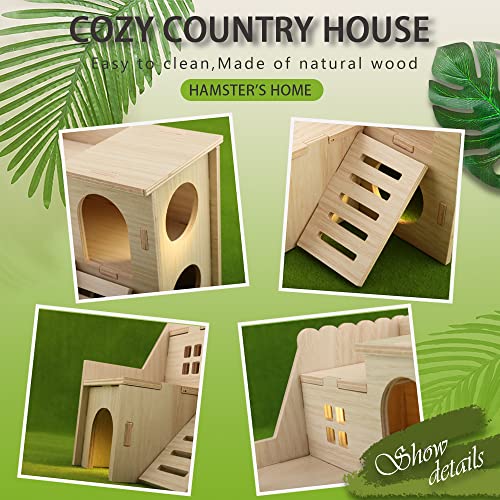 kcrygogo Tiny Hamster Maze Wood House Fun Slide House Double-Decker Hut for Dwarf Gerbil Mouse Mice Rat Small Animals(Only for Small Hamster) - Image 5