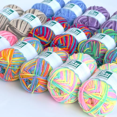 seremel 2 Pcs （2 * 48g/2 * 142yards） Crochet/Knitting Rainbow Yarn,Multicolor Variegated 100% Acrylic Yarn,Crochet Yarn for Beginners,Soft Yarn for Crocheting Blanket (Purple Green Yellow)… - Image 4