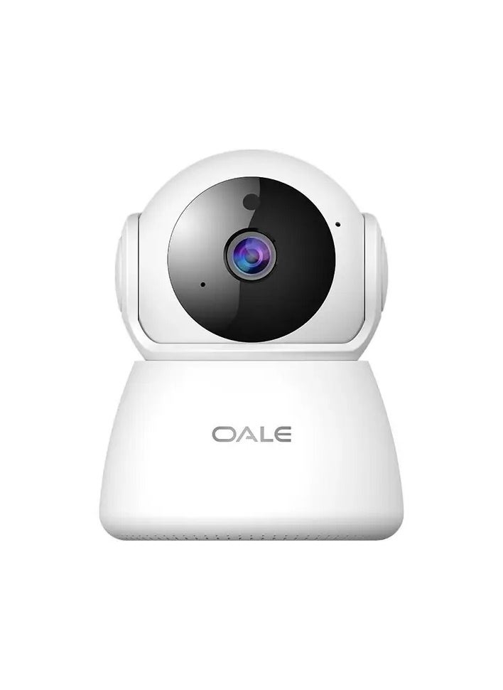 OALE iHome 01 Security Camera Dual Track Audio Support Night Vision Motion Detect Security Camera 360 Full View Two Way Real Time Voice Calling Camera White  - Image 1