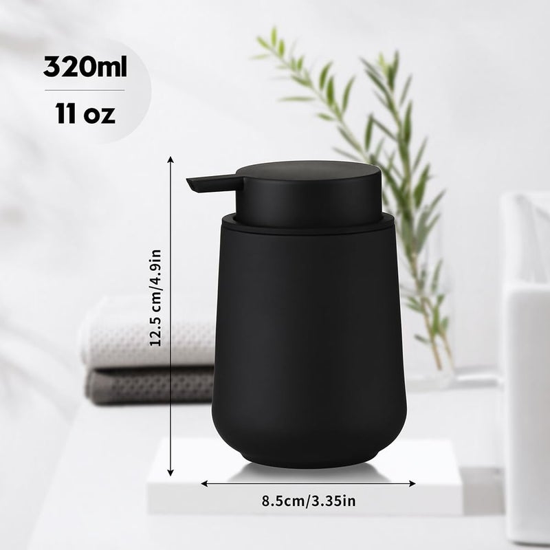 YAUKPH Matte Black Liquid Hand Soap Dispenser Plastic 11 oz - Modern Minimalist Style for Bathroom & Kitchen Countertop Refillable - Image 4